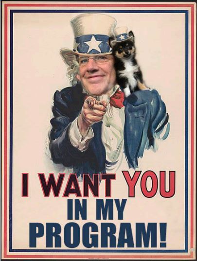 Funny Graphic of Tom as Uncle Sam saying I want you in my mentor program.